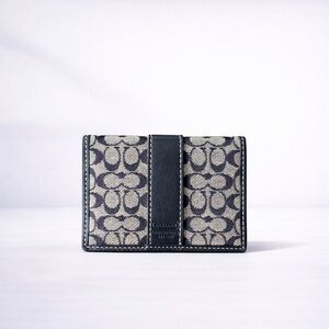Coach Signature Canvas Slim Bifold ID Card Holder